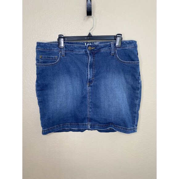 Lee Womens Denim Mid rise Skort 18M regular fit jean button zipper polyester - Picture 2 of 7